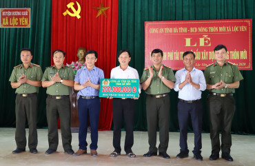 Công an Hà Tĩnh tài trợ 200 triệu đồng  xã Lộc Yên, huyện Hương Khê xây dựng nông thôn mới